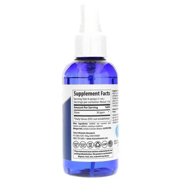 Коллоидное серебро, Colloidal Silver, Trace Minerals Research, флакон с распылителем, 59 мл - изображение 2