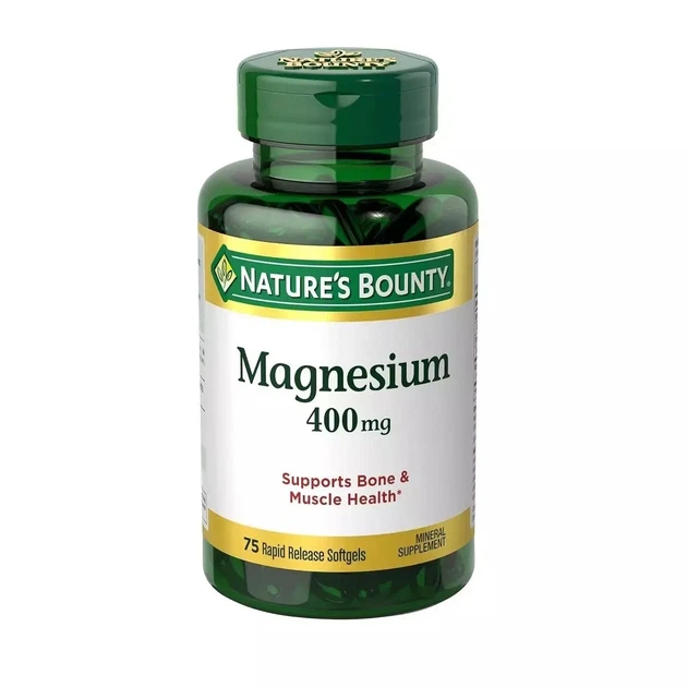 Магний, 400 мг, Magnesium, Nature's Bounty, 75 гелевых капсул - изображение 3