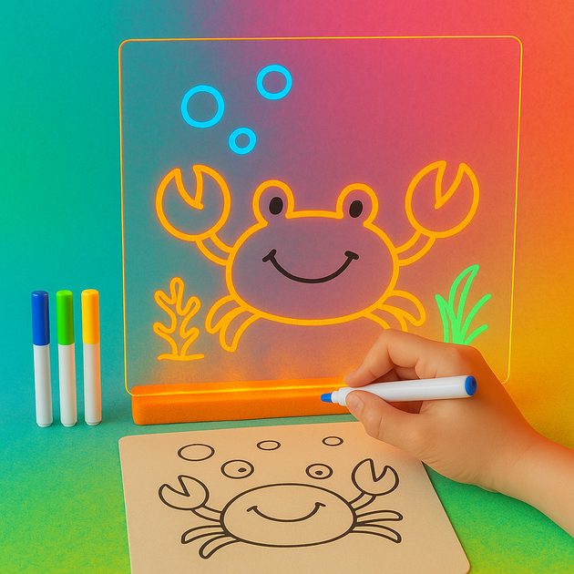 Светодиодная доска для рисования и заметок 30×30 см USB с LED-подсветкой - изображение 2