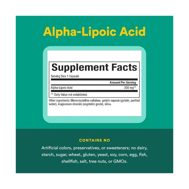 Альфа-липоевая кислота 200 мг Alpha-Lipoic Acid Natural Factors, 120 капсул - изображение 3