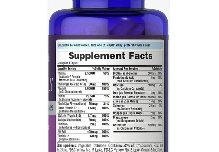 Женские поливитамины One Daily, One Daily Women's Multivitamin, Puritan's Pride, 100 таблеток - изображение 4