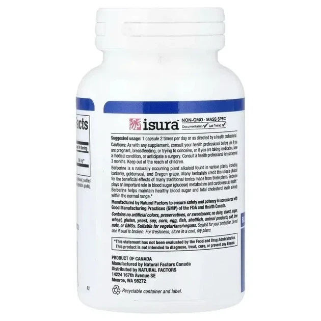 Берберин WellBetX Berberine Natural Factors 1000 мг 60 капсул - изображение 7