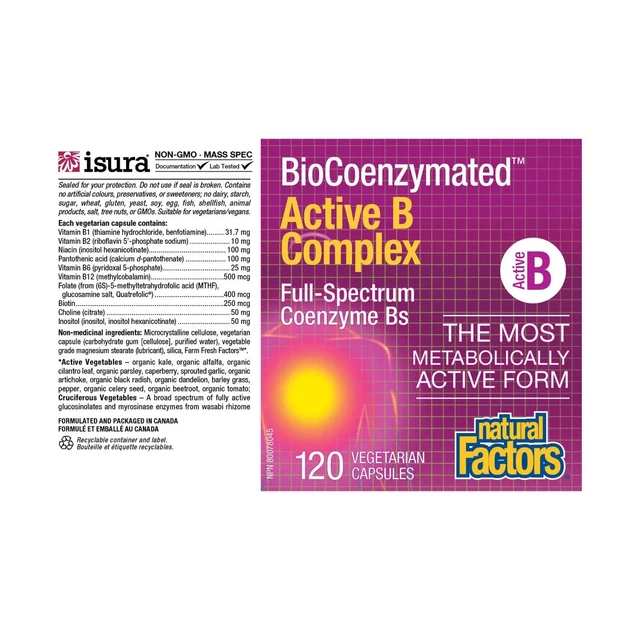 Вітамін В комплекс активний коензимний BioCoenzymated Active B Complex Natural Factors, 120 капсул - зображення 8