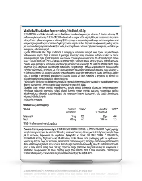 Дієтична добавка Vitabiotics Ultra Calcium 30 таблеток (5021265246120) - зображення 2