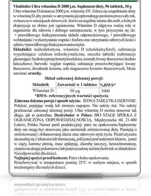Дієтична добавка Vitabiotics Ultra Vitamin D3 2000 IU 96 таблеток (5021265247400) - зображення 2