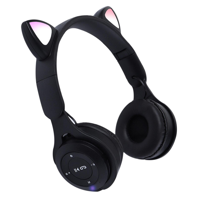 Беспроводные Bluetooth наушники с ушками кошки CATEAR ХY-P47 со светодиодной подсветкой, складные MicroSD Black - Фото 2 Беспроводные Bluetooth наушники с ушками кошки CATEAR ХY-P47 со светодиодной подсветкой, складные MicroSD Black - изображение 2