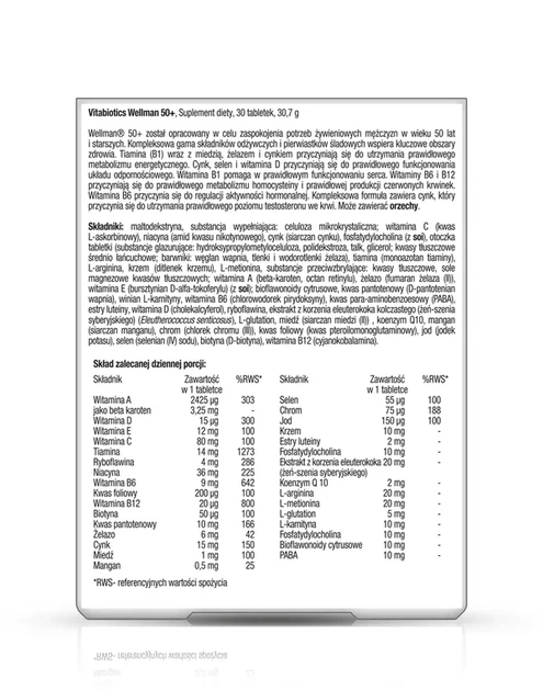 Suplement diety Vitabiotics Wellman 50+ 30 tabletek (5021265223510) - obraz 2