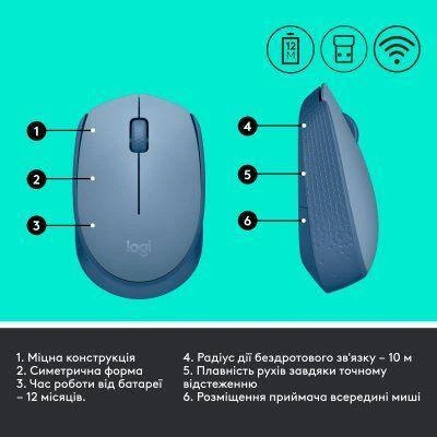 Мышь Logitech M171 Blue Grey (910-006866) - изображение 7