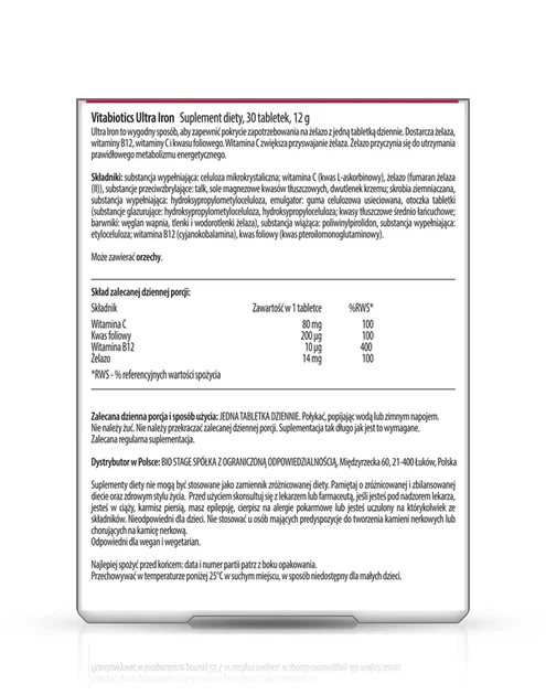 Suplement diety Vitabiotics Ultra Iron 30 tabletek (5021265246168) - obraz 2