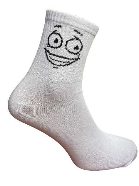 Набір середніх бавовняних шкарпеток з принтом Krazy Sox Emoji Cotton Crew 3 пари білі з чорно-білими емоціями розмір 38–42 - зображення 5