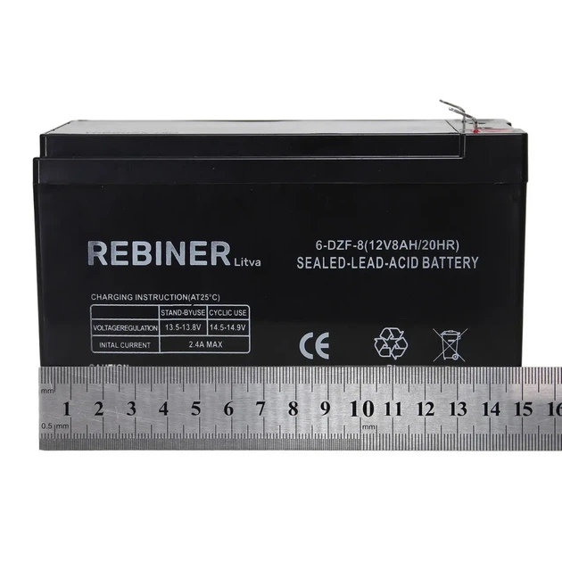 Аккумулятор 12V 8Ah Rebiner Pb-Cd для садового опрыскивателя универсальный - Фото 1 Аккумулятор 12V 8Ah Rebiner Pb-Cd для садового опрыскивателя универсальный - изображение 1
