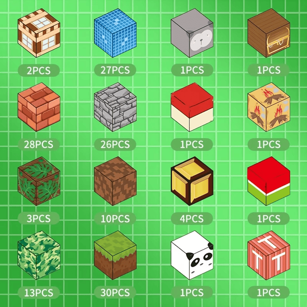 Магнитный конструктор Minecraft из 150 блоков с сюжетом Лес и панды, набор Minecraft для детей из 150 кубиков, развивающая игрушка в подарок - изображение 4