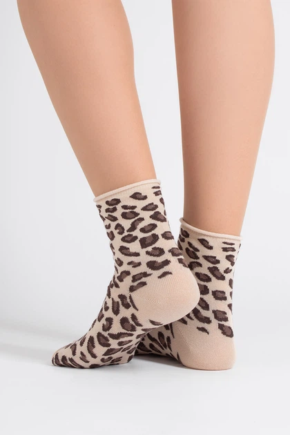 Жіночі шкарпетки з анімалістичним принтом Giulia WS2 FASHION 2503 36/40 Beige-sand, повсякденні без резинки, з леопардовим принтом - Фото 5 Жіночі шкарпетки з анімалістичним принтом Giulia WS2 FASHION 2503 36/40 Beige-sand, повсякденні без резинки, з леопардовим принтом - зображення 5