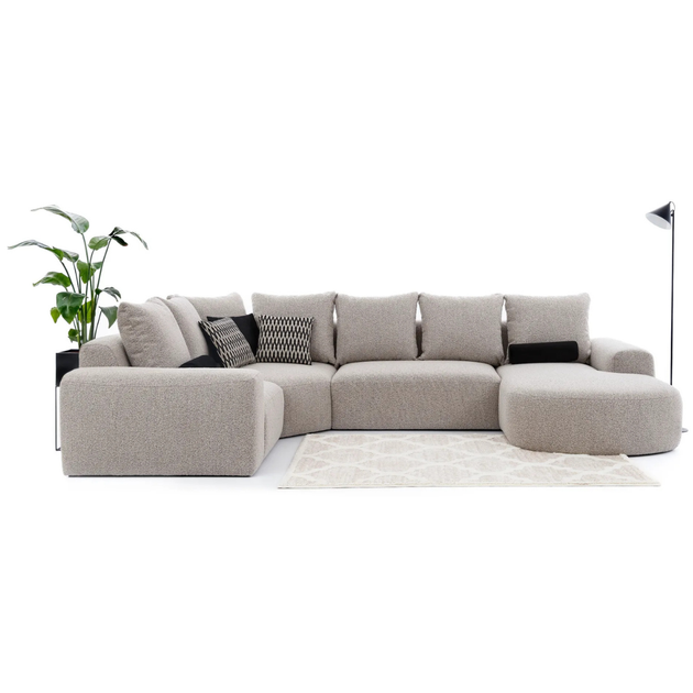 Большой угловой диван радиусный в гостиную MeBelle ORNEL 360x250 в классическом стиле, бежевый букле - Фото 3 Большой угловой диван радиусный в гостиную MeBelle ORNEL 360x250 в классическом стиле, бежевый букле - изображение 3