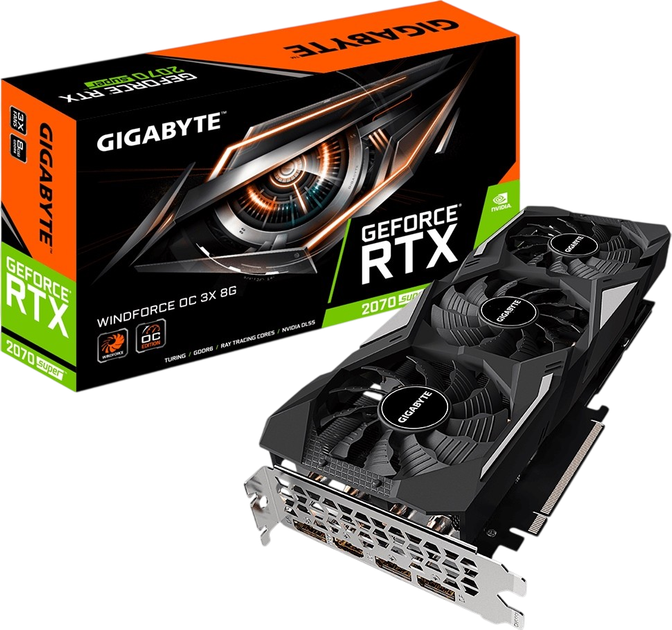 Видеокарта GeForce RTX 2070 Super 8GB Gigabyte WindForce 3X OC (GV-N207SWF3OC-8GD) Б/У - Фото 1 Видеокарта GeForce RTX 2070 Super 8GB Gigabyte WindForce 3X OC (GV-N207SWF3OC-8GD) Б/У - изображение 1