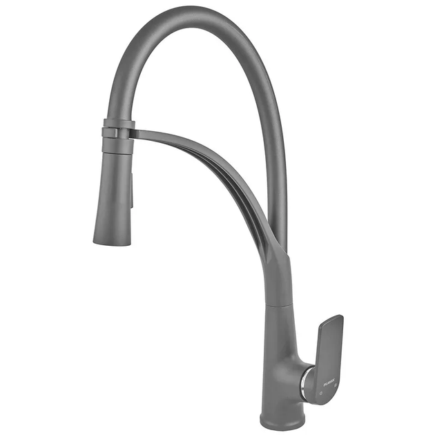 Смеситель для кухни Plamix Lucas-017 SET Graphite Refl.Grey термопластиковый (цвет графит+гибкий серый излив) (PM0723) - изображение 2