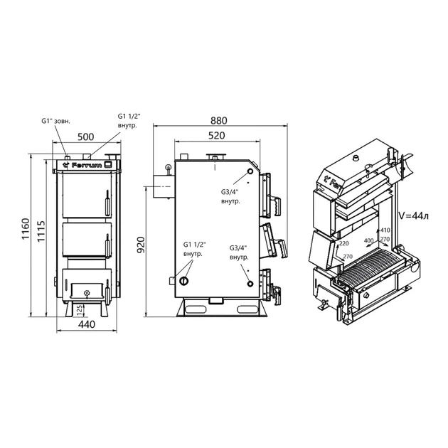 Котел твердотопливный стальной Thermo Alliance Ferrum V 5.0 FSF 12 - изображение 2