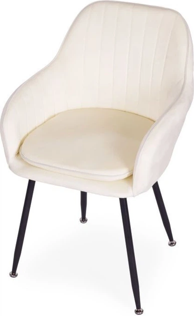 Krzesło welurowe ModernHome by Multistore Kremowe TH-DC-3 (5905817011735) - obraz 3