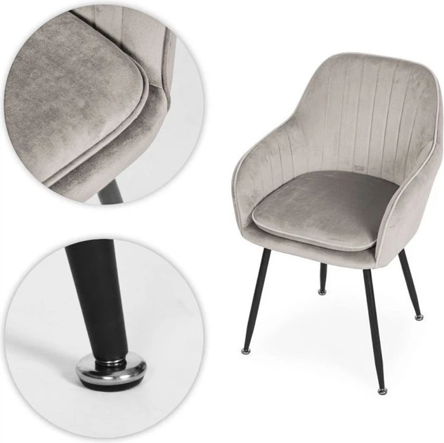 Krzesło welurowe ModernHome by Multistore Jasno-szare TH-DC-4 (5905817011742) - obraz 8