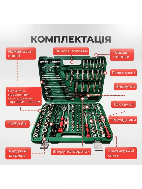 Набір інструментів у кейсі 216 предметів у валізі - изображение 4
