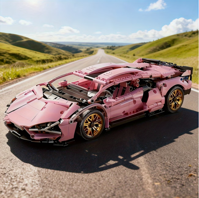 Конструктор техник машинка Lamborghini TOPA 1280 деталей масштаб 1:14 Розовый N0451 - изображение 3