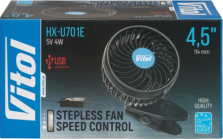 Вентилятор Vitol HX-U701E 4.5" 5V 4W USB (HX-U701E) - изображение 9