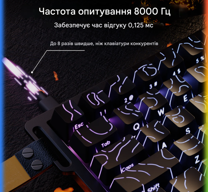 Клавіатура ATTACK SHARK X68 HE для геймінгу (RGB, Outemu Jade White Magnetic Switch, 65%, Black-Contour Line, дротова) - зображення 3