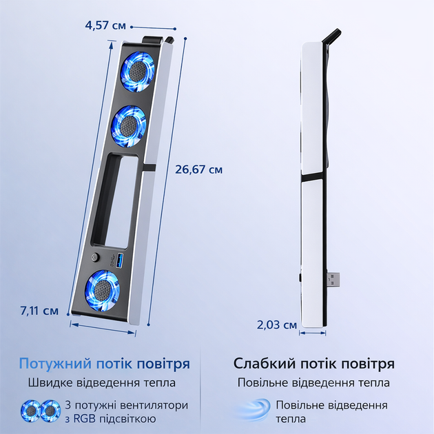 Вентилятор охлаждения TOPWOLF для PS5 Slim P5S033 с RGB подсветкой - задний кулер для PlayStation 5 Slim, USB - изображение 4