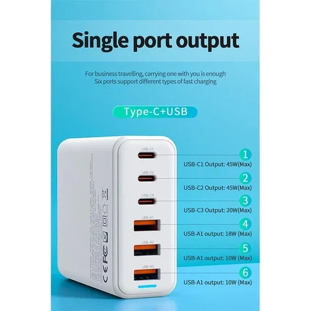 ЗП XO L133 Desktop GaN 3USB-A/3USB-C 75W 1.5m White - Фото 3 ЗП XO L133 Desktop GaN 3USB-A/3USB-C 75W 1.5m White - зображення 3