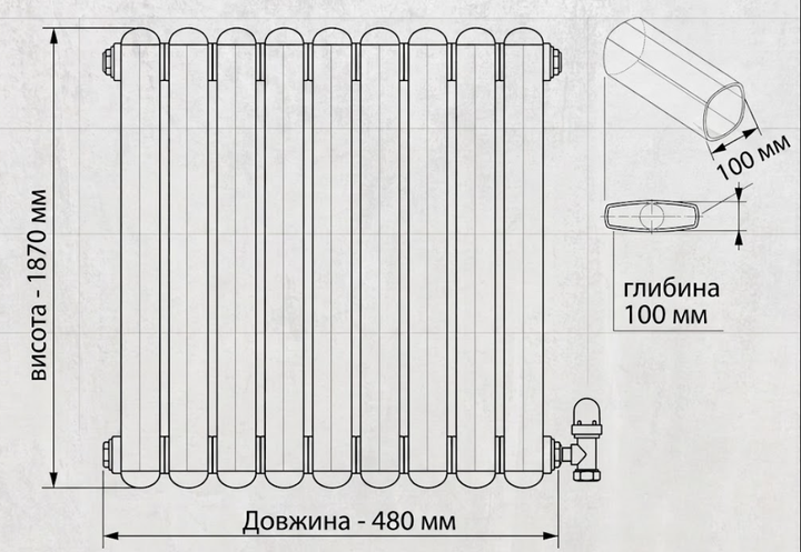 Дизайнерський чавунний вертикальний радіатор Doria, 1500 мм (8 секцій), білий - зображення 4