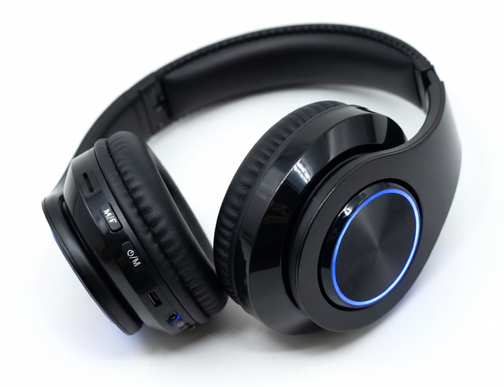 Бездротові навушники B39 з мікрофоном Bluetooth, гарнітура накладна з RGB-підсвічуванням + підтримка microSD, Black - зображення 11