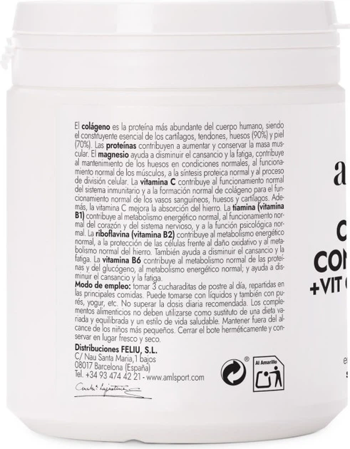 Suplement diety Ana Maria Lajusticia Amlsport Collagen with magnesium + vit.C + vit.B1 B2 B6 Strawberry 350 g (8436000680744) - obraz 3