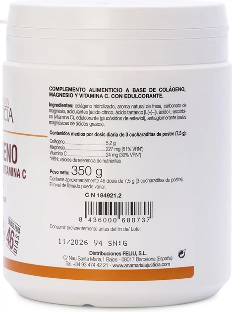 Suplement diety Ana Maria Lajusticia Colageno con magnesio + vit.C Truskawka 350 g (8436000680737) - obraz 2