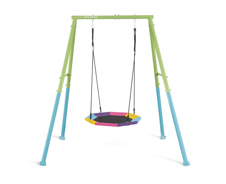 Детские качели Intex 44111 "Гнездо Аиста" 201х235x200 см для детей 3–10 лет для активных игр на улице (IND-44111) - Фото 2 Детские качели Intex 44111 "Гнездо Аиста" 201х235x200 см для детей 3–10 лет для активных игр на улице (IND-44111) - изображение 2