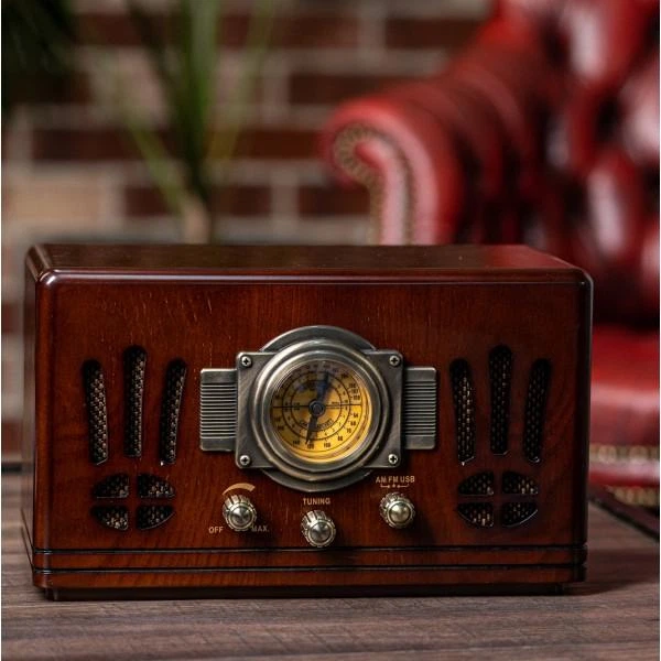 Ретро музичний центр радіо програвач Daklin Де Голль AM/FM МР3 USB SD дерево горіх - Фото 5 Ретро музичний центр радіо програвач Daklin Де Голль AM/FM МР3 USB SD дерево горіх - зображення 5