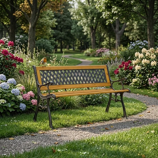Drewniana ławka ogrodowa ModernHome by Multistore 126 x 51 cm (WYI-XG2072) - obraz 8