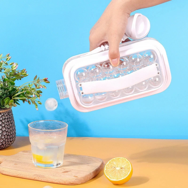 Портативная силиконовая форма для льда бутылка 2 в 1 ICE CUBE TRAY складная на 17 шариков - изображение 5
