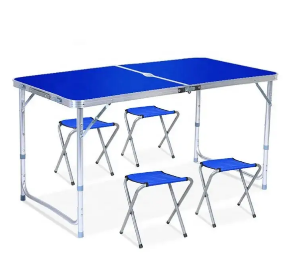 Стол туристический складной для пикника для рыбалки+ 4 стула 120*60*70 Folding Table Коричневый - изображение 6