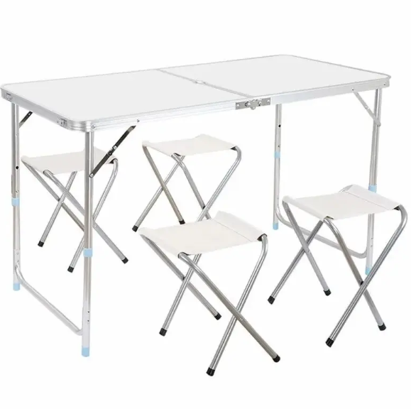 Стол туристический складной для пикника для рыбалки+ 4 стула 120*60*70 Folding Table Коричневый - изображение 7