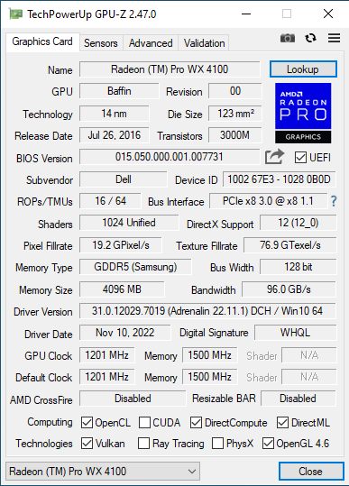 AMD Radeon Pro WX 4100 (8GB HBM2 2048-bit \ 4x Mini DisplayPort) - Б/В - Фото 3 AMD Radeon Pro WX 4100 (8GB HBM2 2048-bit \ 4x Mini DisplayPort) - Б/В - изображение 3