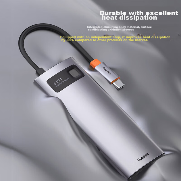 Док-станція Baseus Type-C з гігабітним Ethernet-адаптором та USB 3.0 Сіра - зображення 5