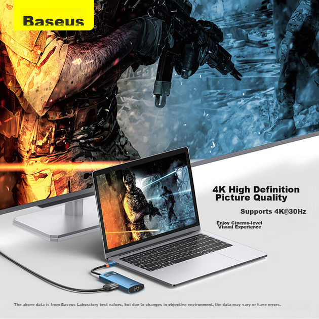 Док-станція Baseus Type-C з гігабітним Ethernet-адаптором та USB 3.0 Сіра - зображення 8