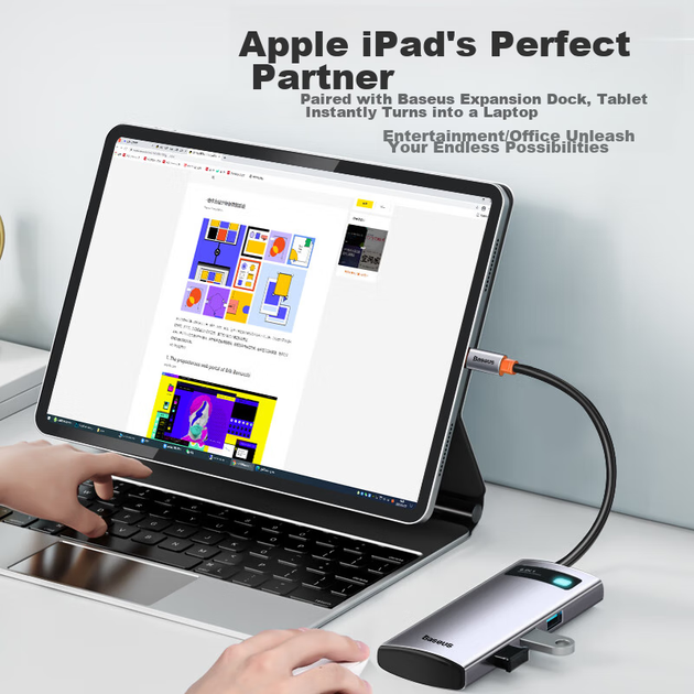Док-станція Baseus Type-C з гігабітним Ethernet-адаптором та USB 3.0 Сіра - зображення 10