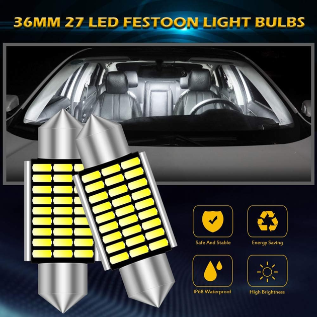 Светодиодные лампы Festoon C5W 36 мм KATUR 4 шт | 6000K белый свет | Canbus - изображение 8