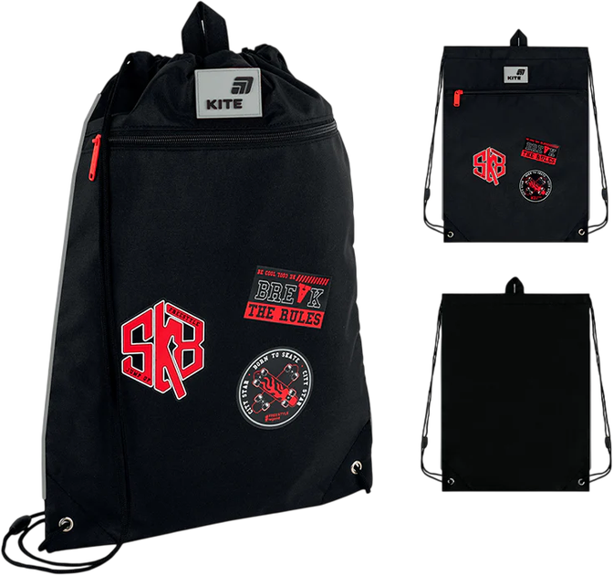Сумка для взуття Kite Break the Rules 46х33 см Чорна (K26-601M-17) - Фото 2 Сумка для взуття Kite Break the Rules 46х33 см Чорна (K26-601M-17) - зображення 2