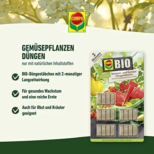 Удобрение-палочки для томатов и овощей Compo BIO 20 шт - Фото 5 Удобрение-палочки для томатов и овощей Compo BIO 20 шт - изображение 5