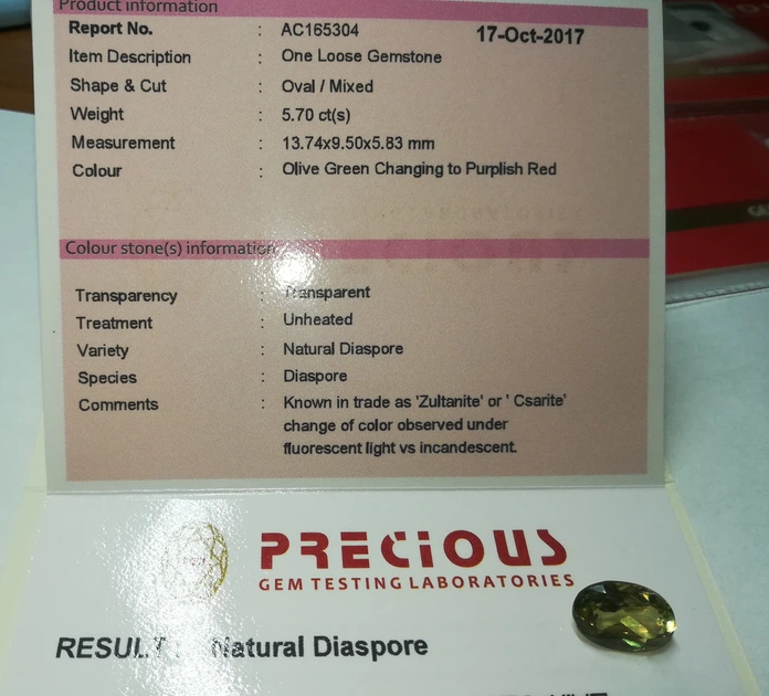 Султанит, диаспор - Daispore . 5.70 ct 14 x 10 mm Сертификат (985878) - Фото 4 Султанит, диаспор - Daispore . 5.70 ct 14 x 10 mm Сертификат (985878) - изображение 4