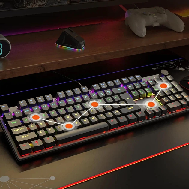 Ігрова механічна клавіатура провідна MEETION MK009 PRO c RGB підсвічуванням (eng/ua розкладка) - зображення 3