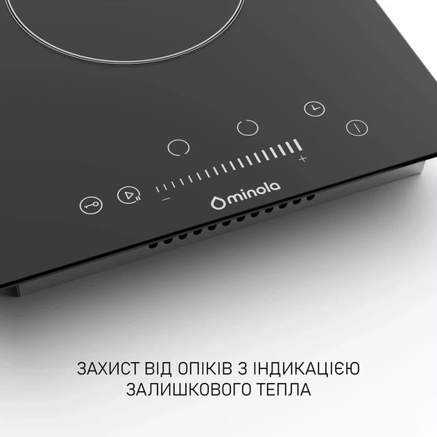 Варочная поверхность Domino Minola MHS 3074 TBL, черная электрическая стеклокерамическая компактная на 2 конфорки Hi-Light - изображение 3