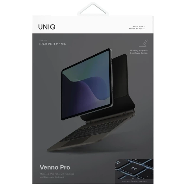 Чохол Uniq Venno Pro Magnetic Smart з клавіатурою для iPad Pro 11" M4 2024 / M5 2025 Black with MagSafe (UNIQ-PDP11(M4)-VENPROGBLK) - Фото 7 Чохол Uniq Venno Pro Magnetic Smart з клавіатурою для iPad Pro 11" M4 2024 / M5 2025 Black with MagSafe (UNIQ-PDP11(M4)-VENPROGBLK) - зображення 7